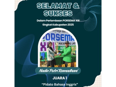 Nadin Putri R.- Juara 1 Lomba Pidato Bahasa Inggris PORSEMA XIII Tingkat Kab. Blora